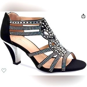 Olivia K Women's Open Toe Strappy Rhinestone Dress Sandal Low Heel Wedding